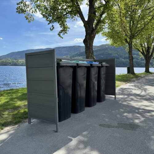 Skjermvegg Ute Multifunksjonell 2x125cm + 2x65cm Grå alu/kompositt Skjermvegg | alt på lager - rask levering 26