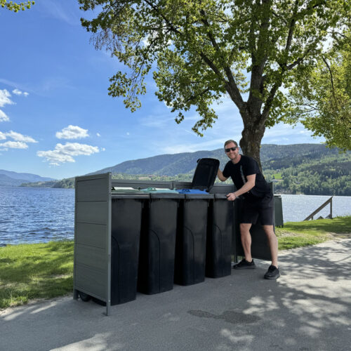 Skjermvegg Ute Multifunksjonell 2x125cm + 2x65cm Grå alu/kompositt Skjermvegg | alt på lager - rask levering 28