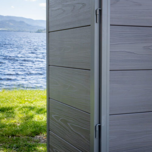 Skjermvegg Ute Multifunksjonell 2x125cm + 2x65cm Grå alu/kompositt Skjermvegg | alt på lager - rask levering 18