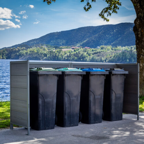 Skjermvegg Ute Multifunksjonell 2x125cm + 2x65cm Grå alu/kompositt Skjermvegg | alt på lager - rask levering 20