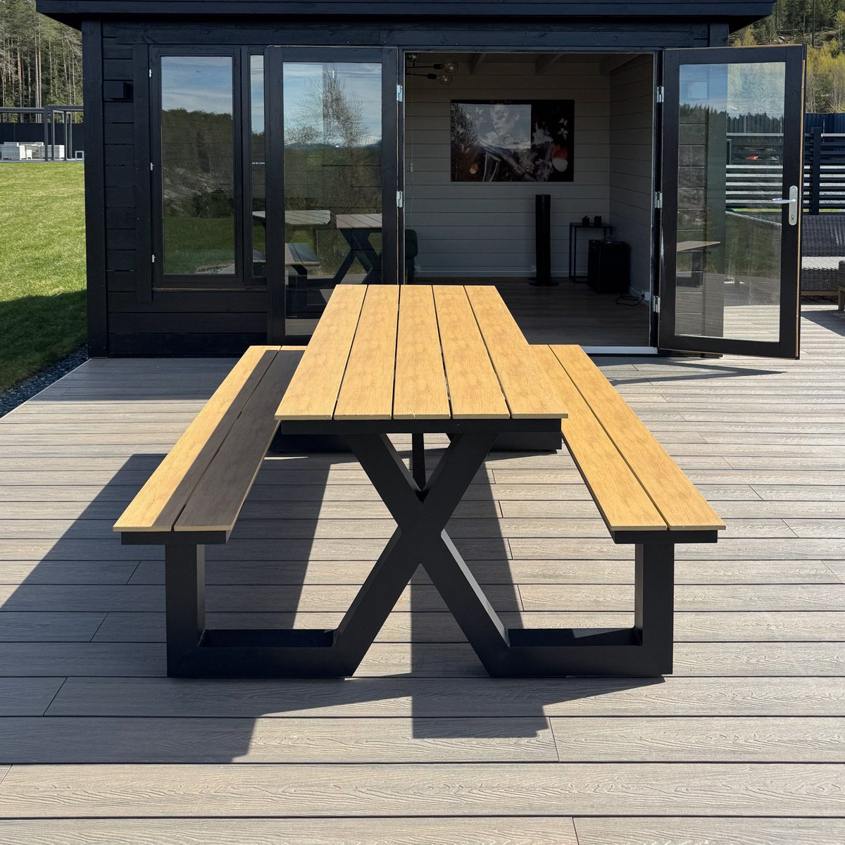 Utemøbel Benk Vedlikeholdsfri Alu/Pvc – Eik naturell Benk vedlikeholdsfri | alt på lager - rask levering