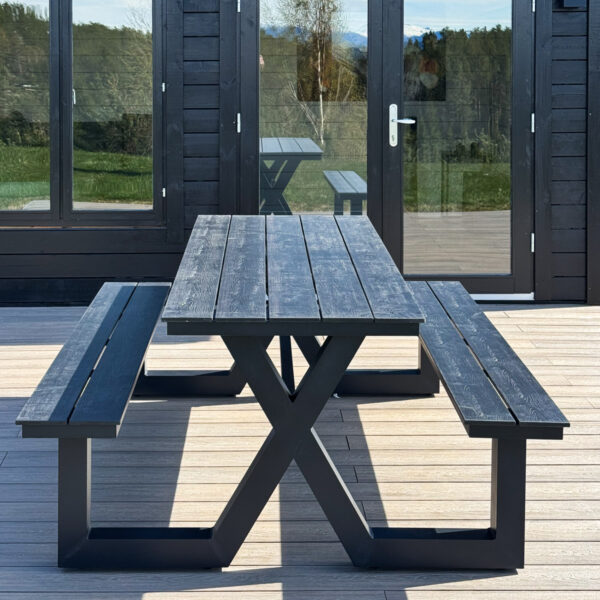 Utemøbel Benk Vedlikeholdsfri Alu/Pvc - Sort